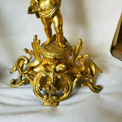 Paire de bougeoirs en bronze doré d'époque NAPOLEON III