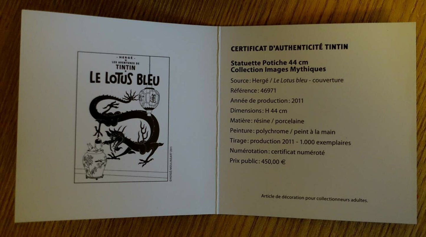 Rare set complet Potiche Tintin Lotus Bleu moulinsart 2011