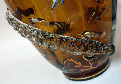 Vase cylindrique en verre émaillé