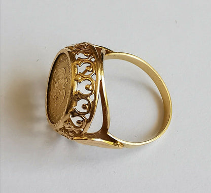 BAGUE EN OR PIÈCE OR 2 PESOS 1945