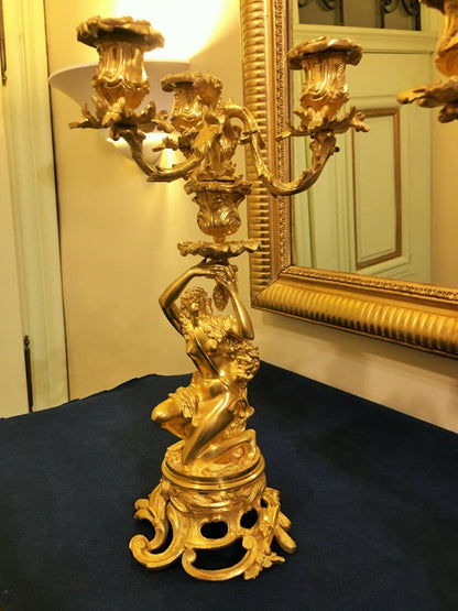 Paire de Candélabres Bougeoirs Louis XV XIXème siècle