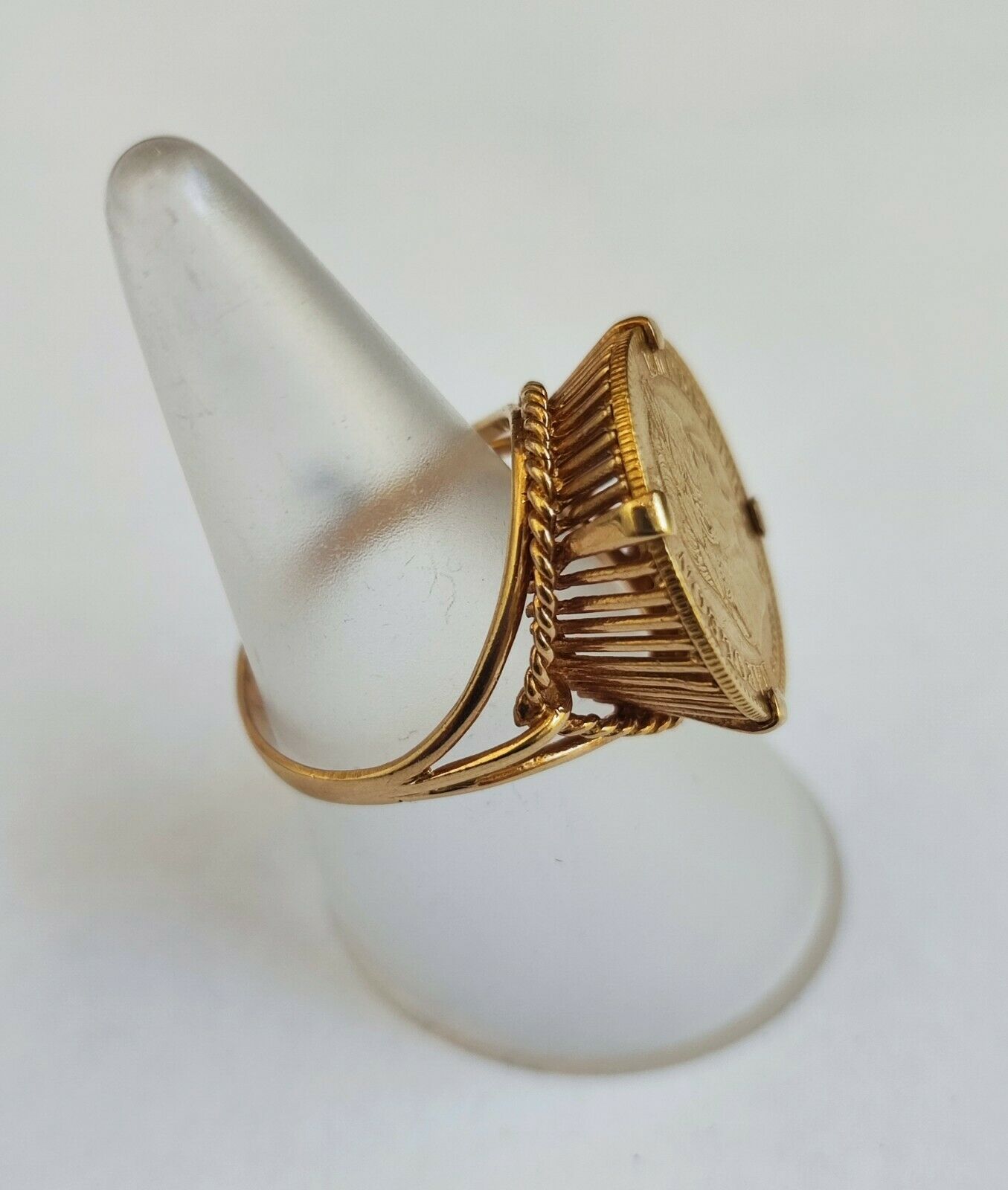BAGUE CHEVALIÈRE OR 18 K PIECE 10 FRANCS OR NAPOLÉON III 1866