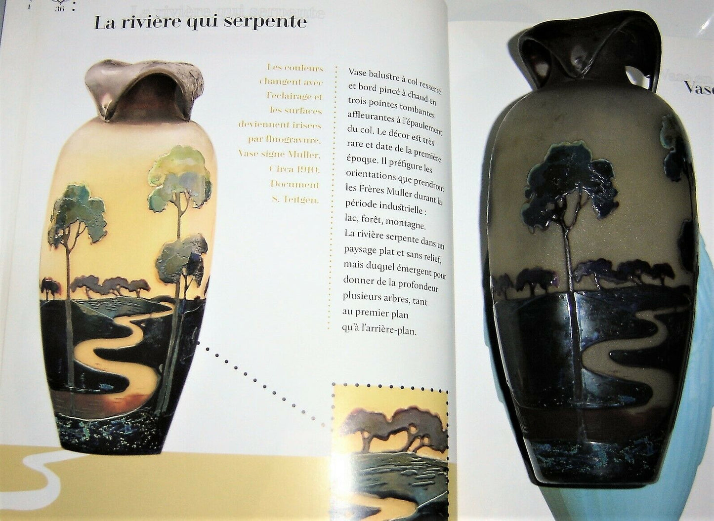 Vase Muller fluogravures art nouveau