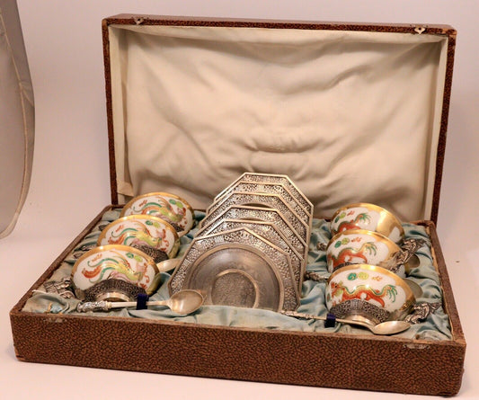 Service à thé argent porcelaine argent 1900