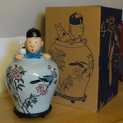 Rare set complet Potiche Tintin Lotus Bleu moulinsart 2011