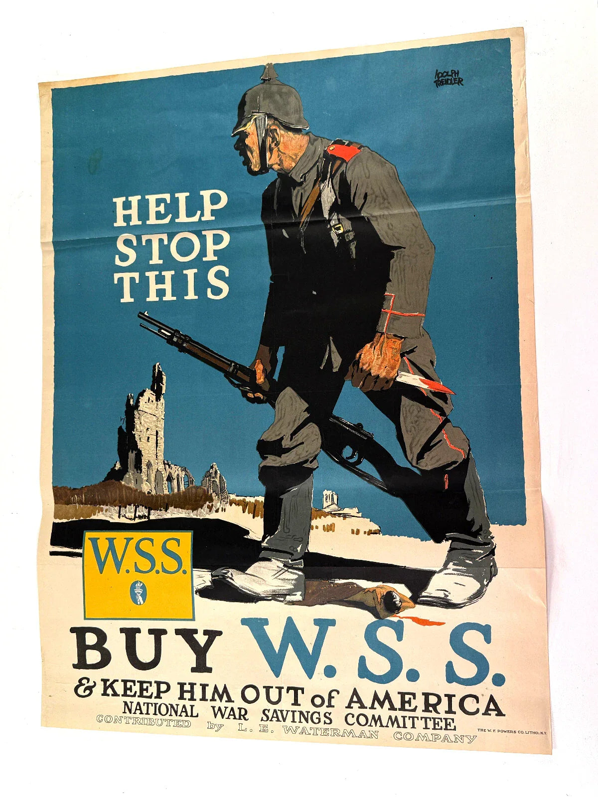Affiche original propagande américaine Adolph Treidler Allemagne 1915